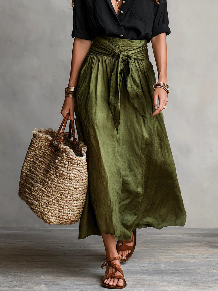 Anastasia | Elegant Women's Two Piece Set – Breezy Button Up Blouse & High Waisted Skirt 4