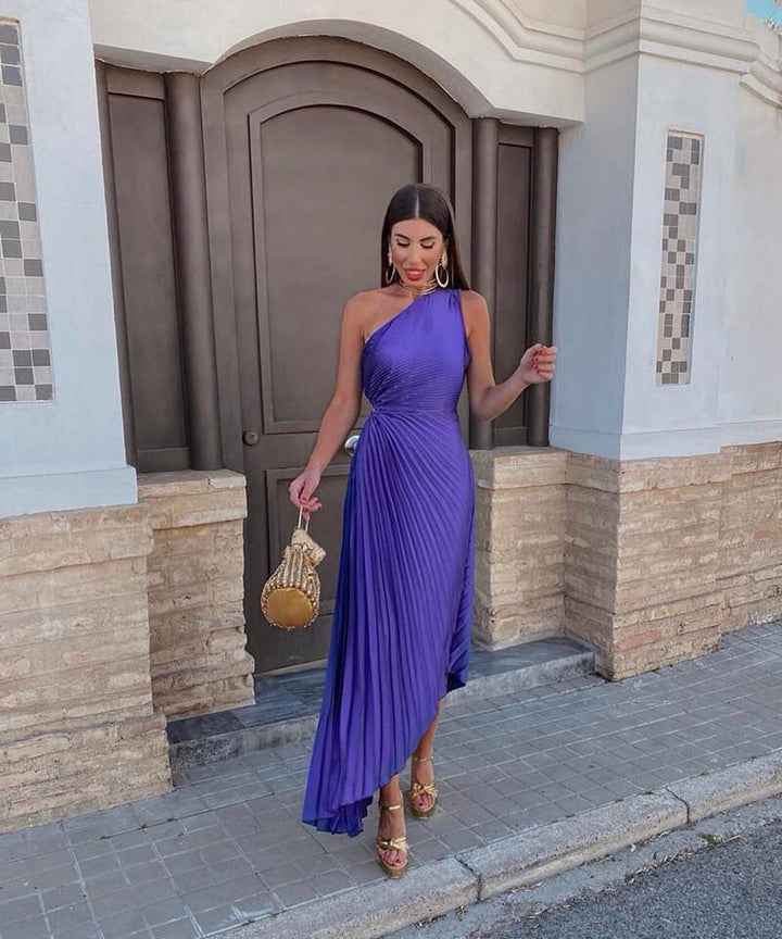 Anya | Women's Dress One-Shoulder Midi Elegant Wedding Guest Fit 0