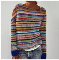 Maya | Vibrant Retro Striped Relaxed-Fit Knit Sweater