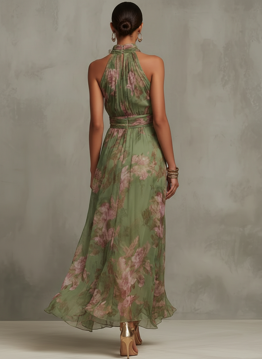 Aurelia | Floral Maxi Dress Halter Neck Elegant Summer Style 1