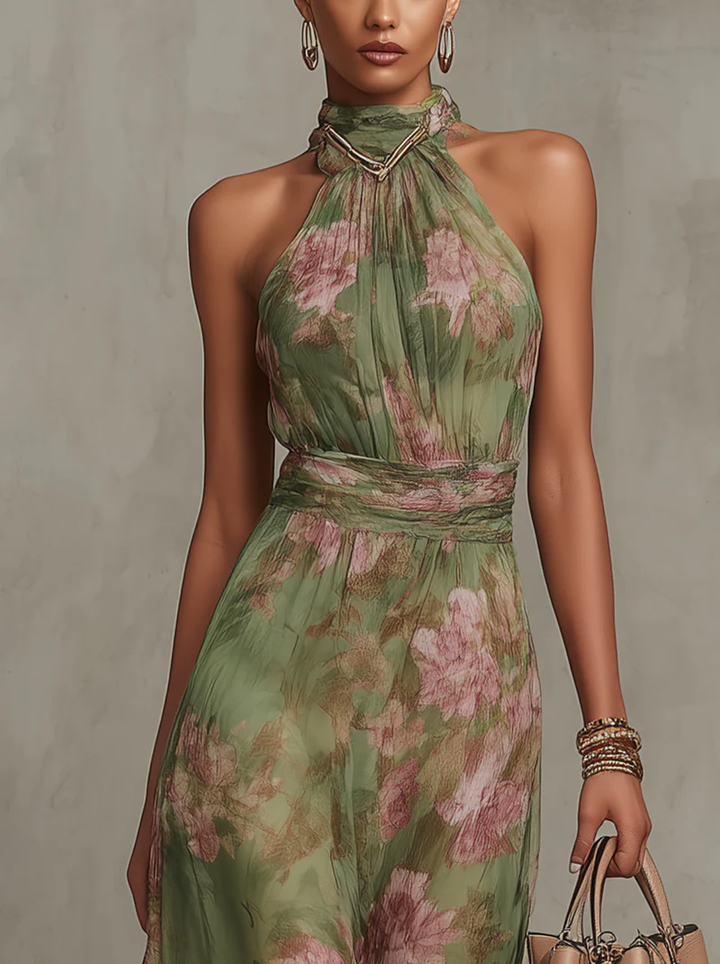 Aurelia | Floral Maxi Dress Halter Neck Elegant Summer Style 2