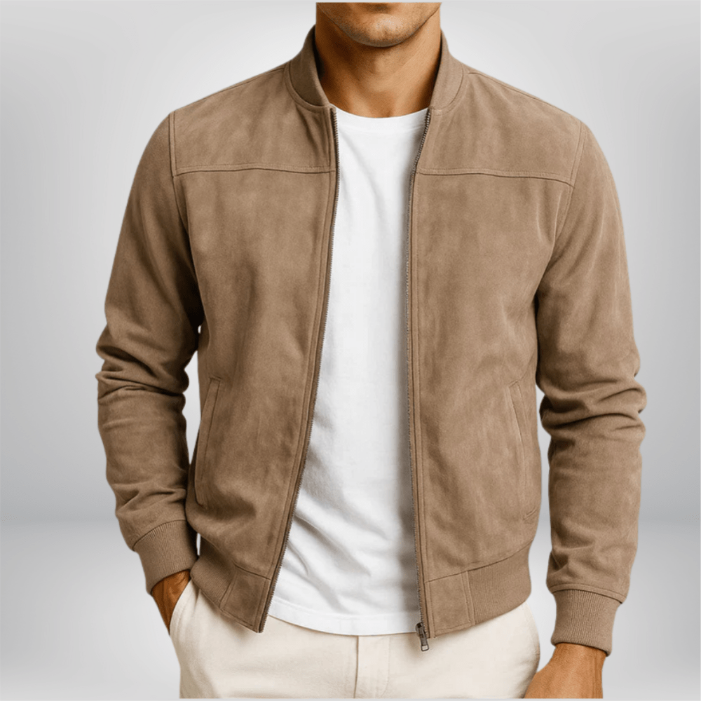 Aurelius | Elegant Minimalist Black Leather Bomber Jacket 0