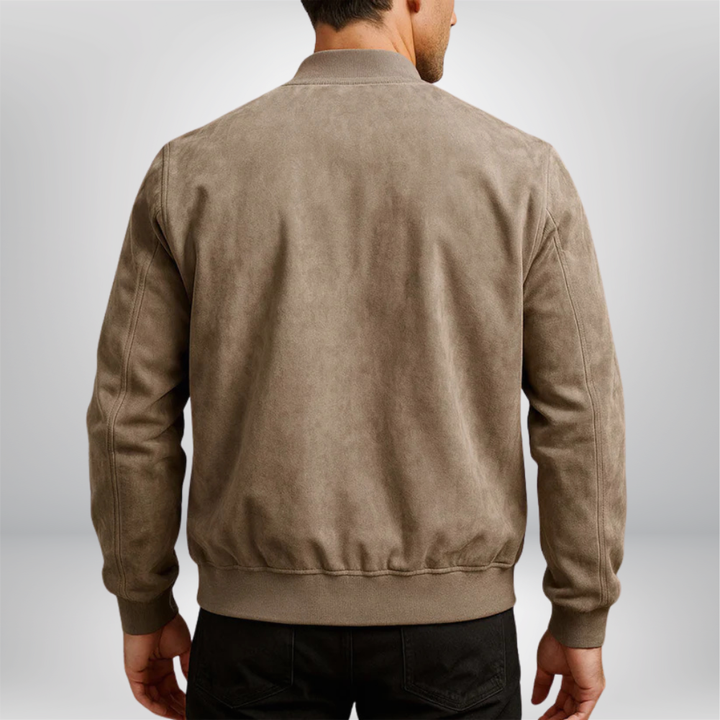 Aurelius | Elegant Minimalist Black Leather Bomber Jacket 1