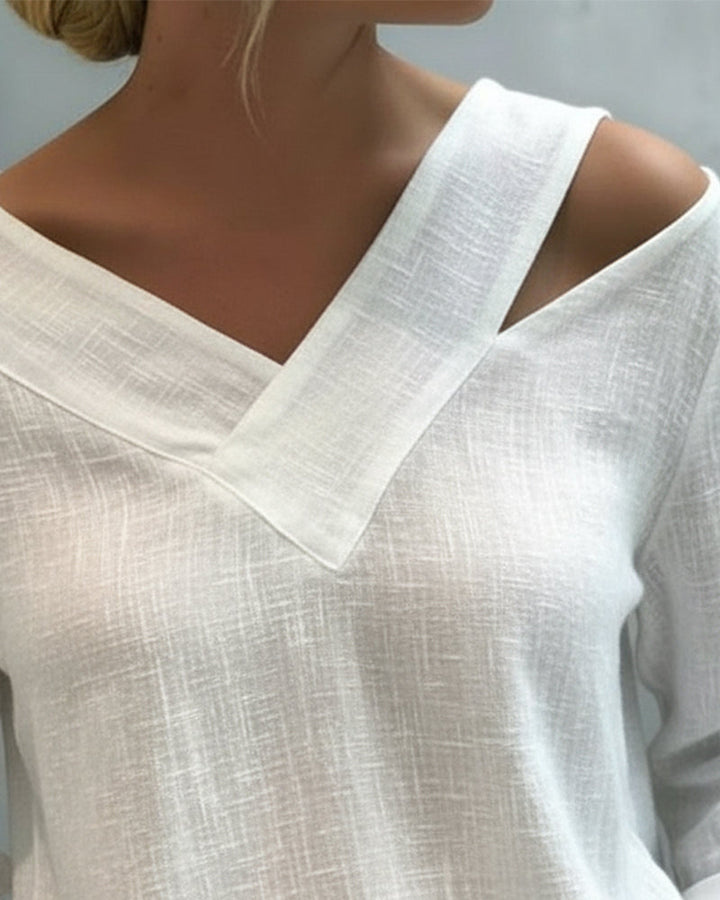 Ava | Asymmetric V-Neck & Relaxed Fit Women's Top - Elegant Blouse for Any Occasion 2