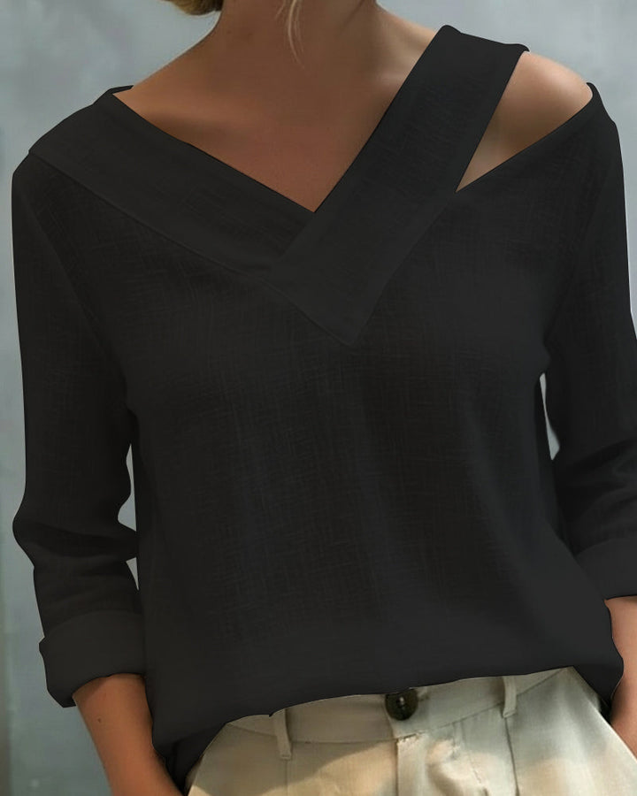 Ava | Asymmetric V-Neck & Relaxed Fit Women's Top - Elegant Blouse for Any Occasion 3