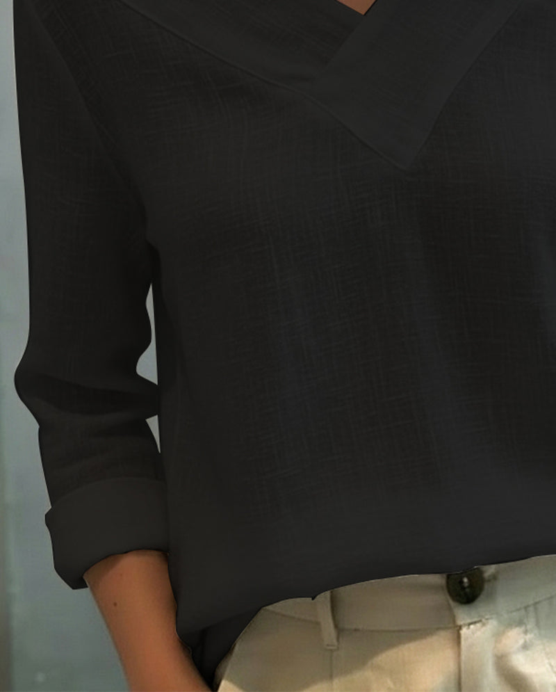 Ava | Asymmetric V-Neck & Relaxed Fit Women's Top - Elegant Blouse for Any Occasion 4