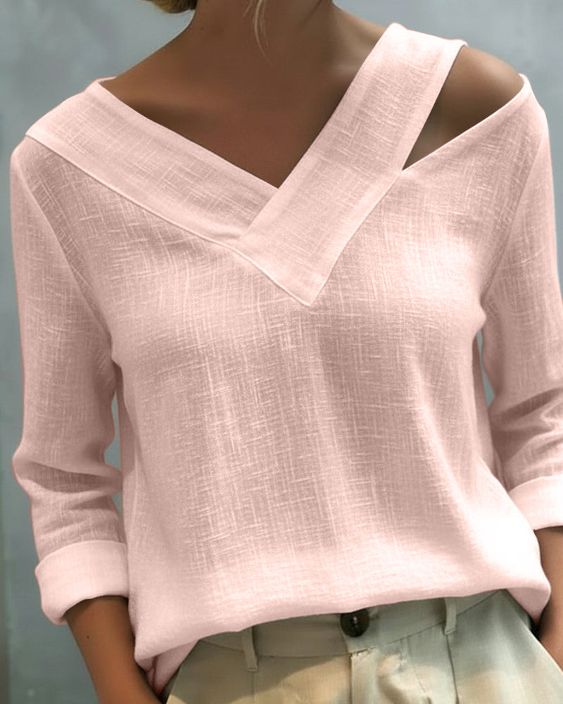 Ava | Asymmetric V-Neck & Relaxed Fit Women's Top - Elegant Blouse for Any Occasion 6