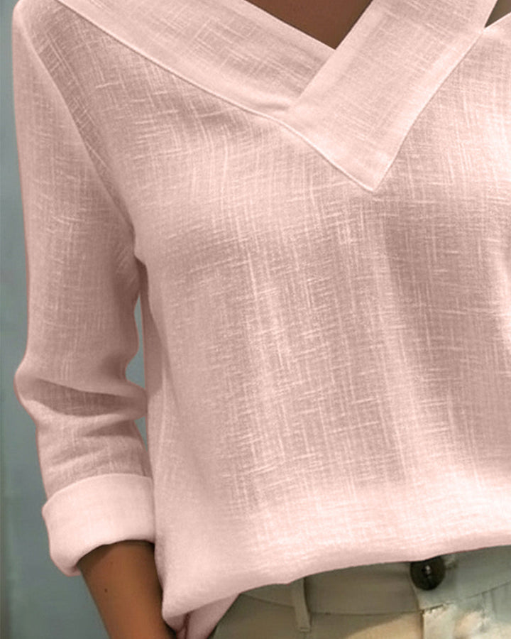 Ava | Asymmetric V-Neck & Relaxed Fit Women's Top - Elegant Blouse for Any Occasion 8