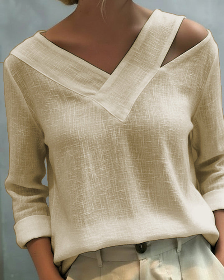 Ava | Asymmetric V-Neck & Relaxed Fit Women's Top - Elegant Blouse for Any Occasion 9