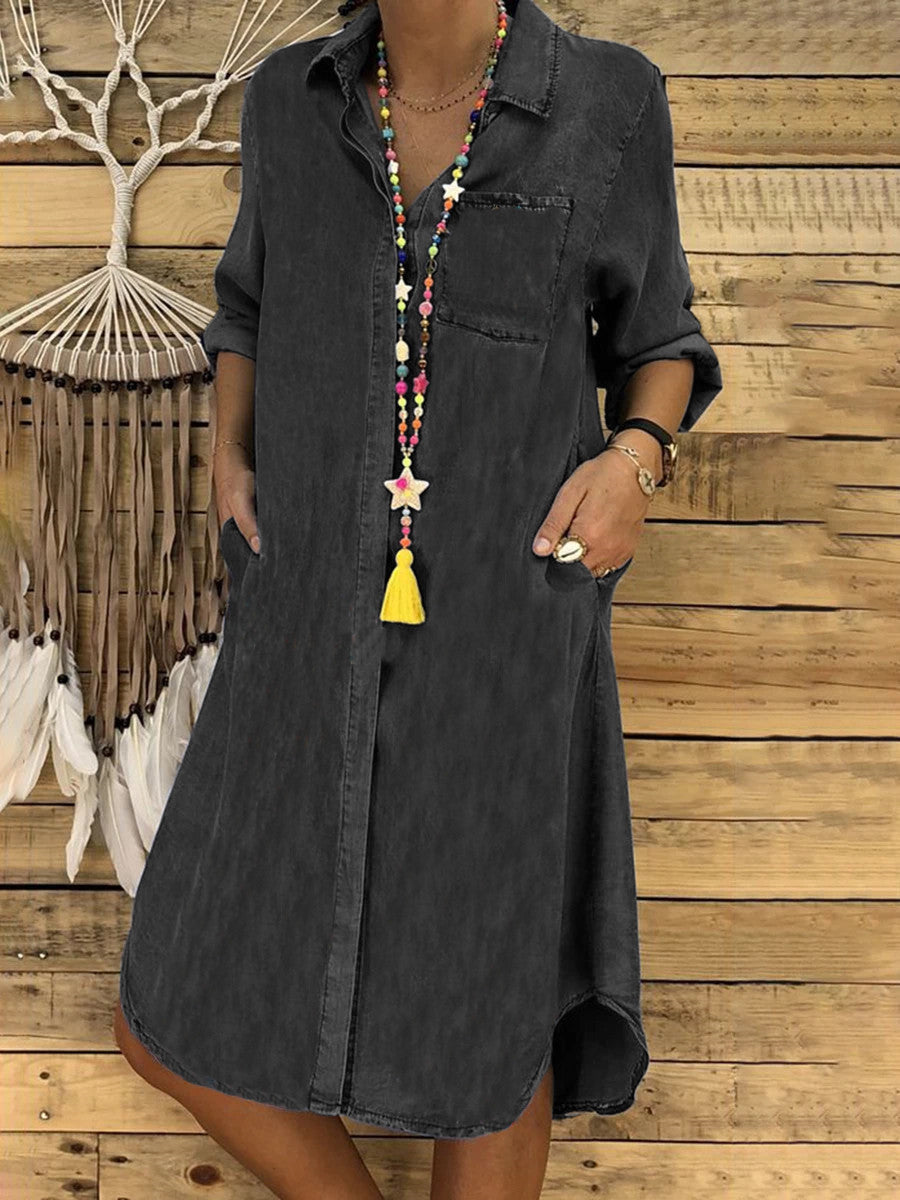 Aveline | Denim Shirt Dress Women Casual Relaxed Fit Soft Denim 0