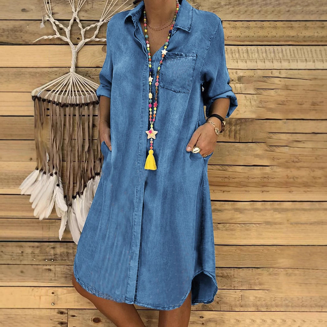 Aveline | Denim Shirt Dress Women Casual Relaxed Fit Soft Denim 3