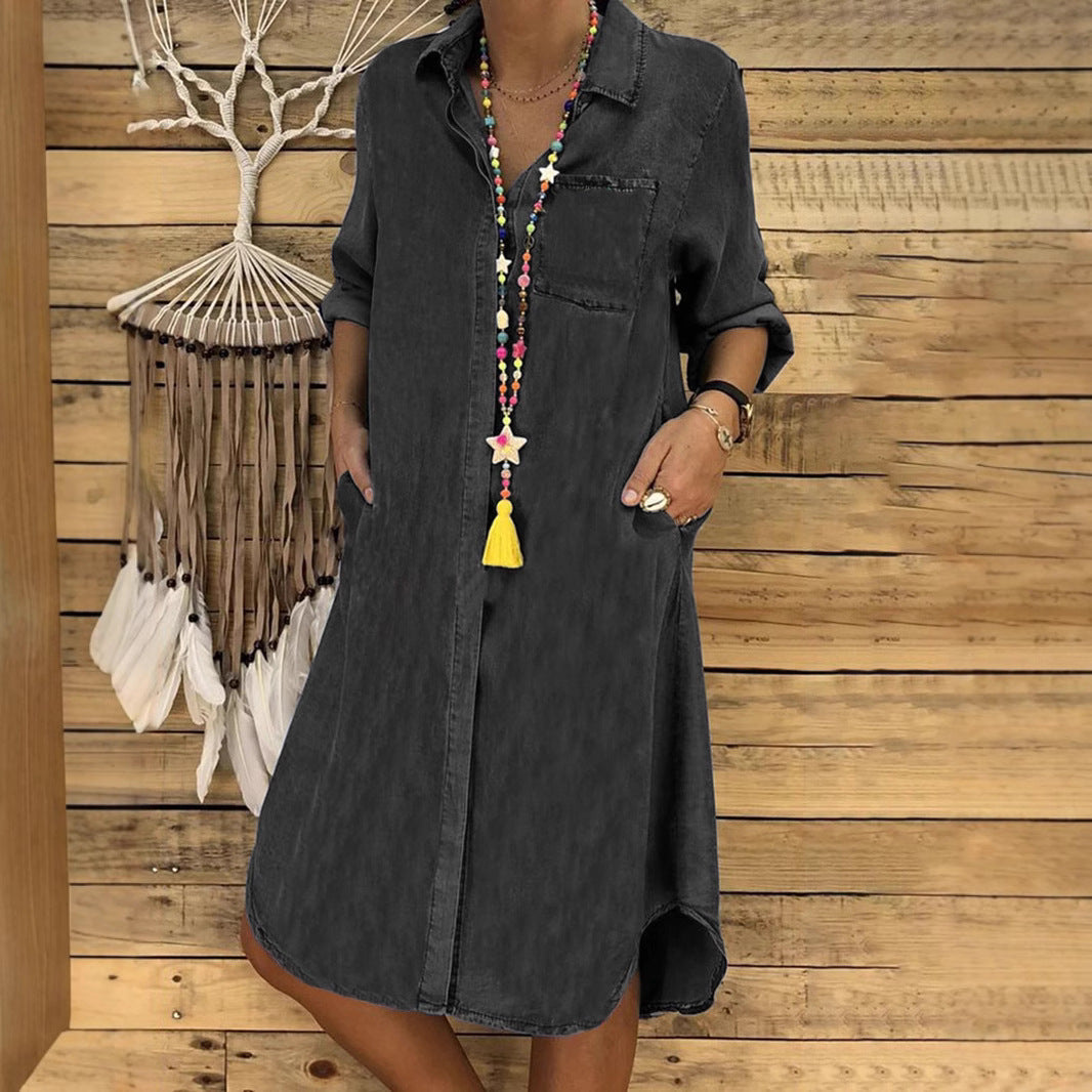 Aveline | Denim Shirt Dress Women Casual Relaxed Fit Soft Denim 4