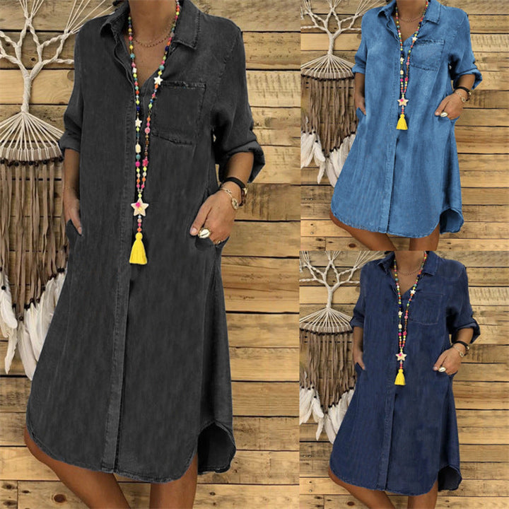 Aveline | Denim Shirt Dress Women Casual Relaxed Fit Soft Denim 6