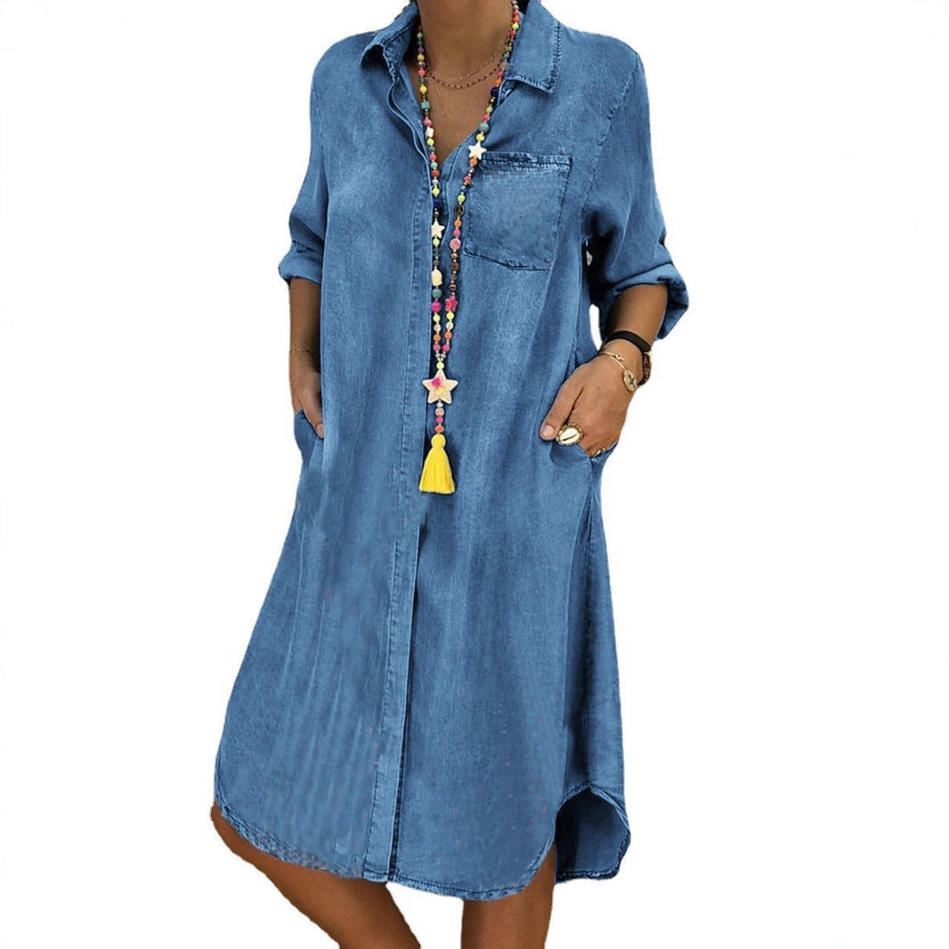 Aveline | Denim Shirt Dress Women Casual Relaxed Fit Soft Denim 7