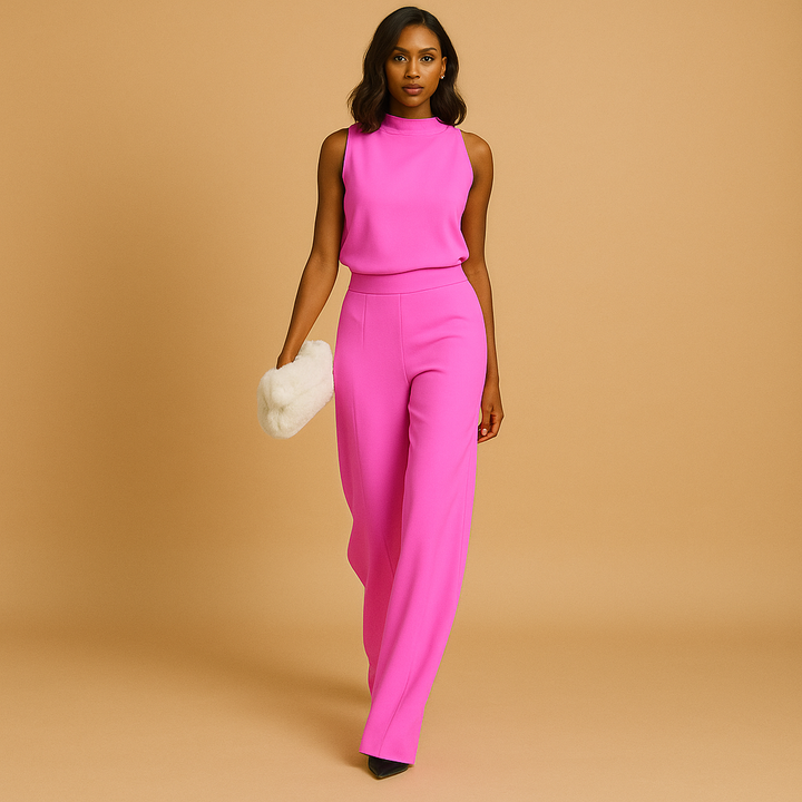 Aveline | Elegant High Neck Sleeveless Wide Leg Jumpsuit 3