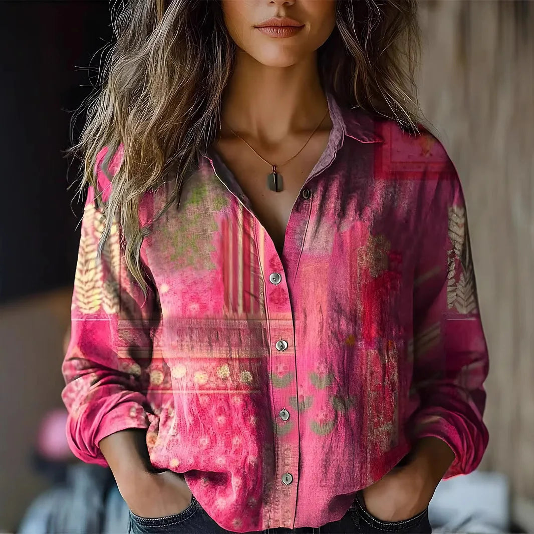 Aveline | Womens Shirt Vintage Floral Print Relaxed Fit Casual Top 1
