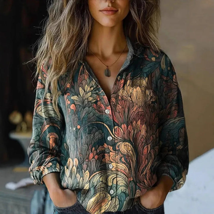 Aveline | Womens Shirt Vintage Floral Print Relaxed Fit Casual Top 3