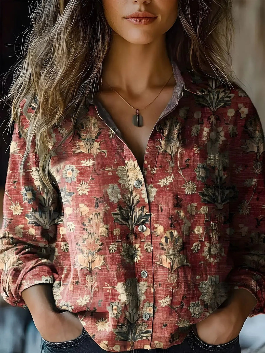 Aveline | Womens Shirt Vintage Floral Print Relaxed Fit Casual Top 6