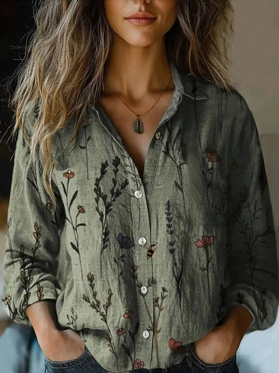 Aveline | Womens Shirt Vintage Floral Print Relaxed Fit Casual Top 7