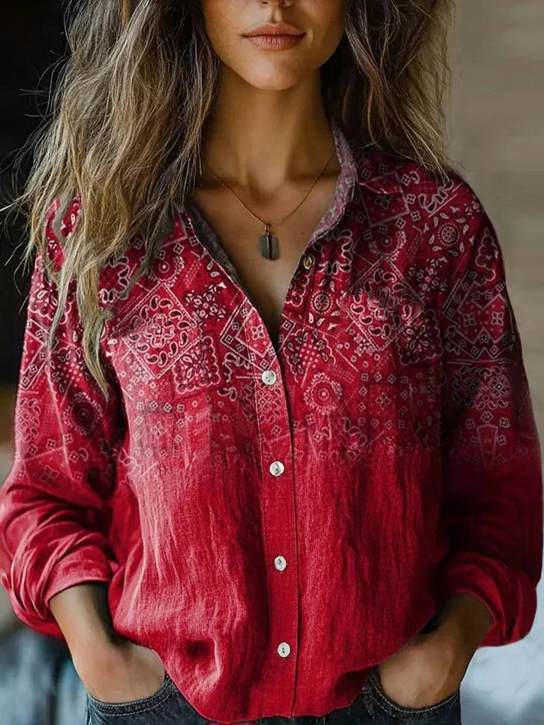 Aveline | Womens Shirt Vintage Floral Print Relaxed Fit Casual Top 8