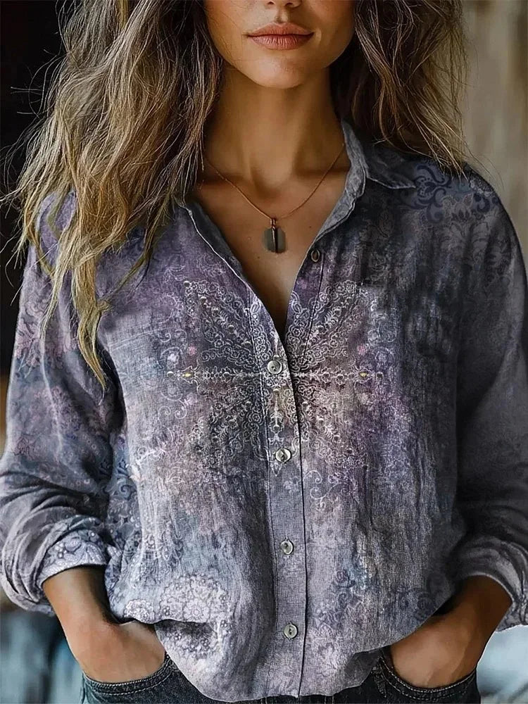 Aveline | Womens Shirt Vintage Floral Print Relaxed Fit Casual Top 9