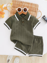 Arden | Textured Polo Shirt & Shorts Set For Kinds