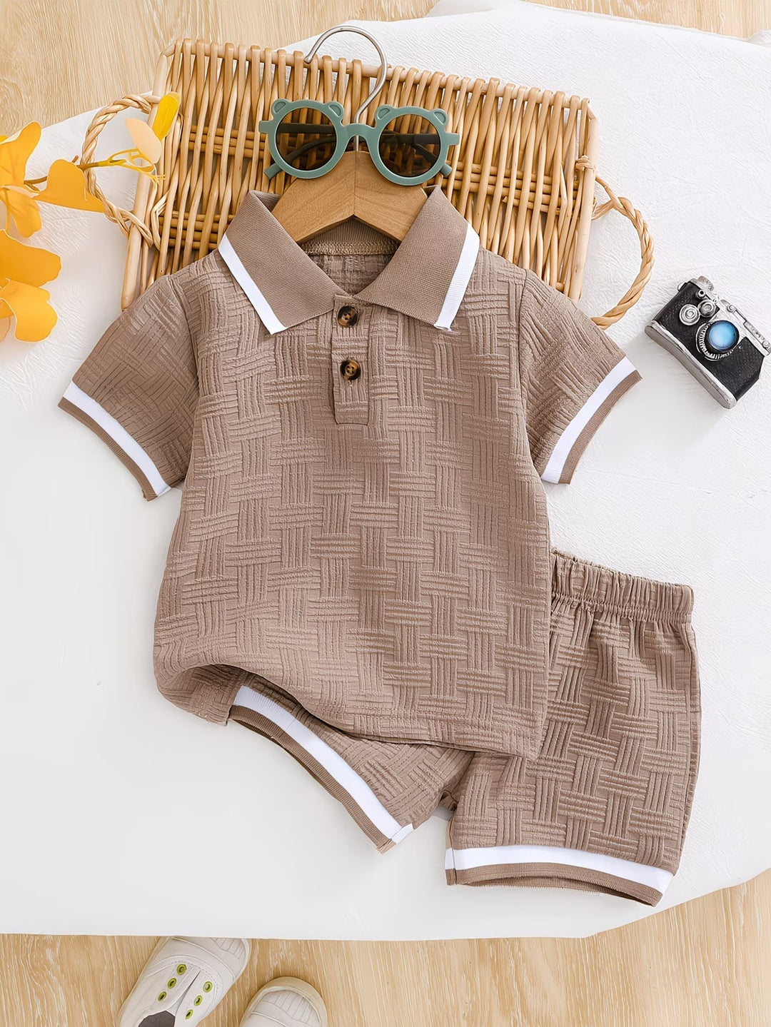 Basil | Textured, Comfortable &amp; Stylish Polo Shirt and Shorts Set 1