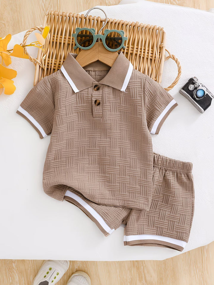 Basil | Textured, Comfortable &amp; Stylish Polo Shirt and Shorts Set 1