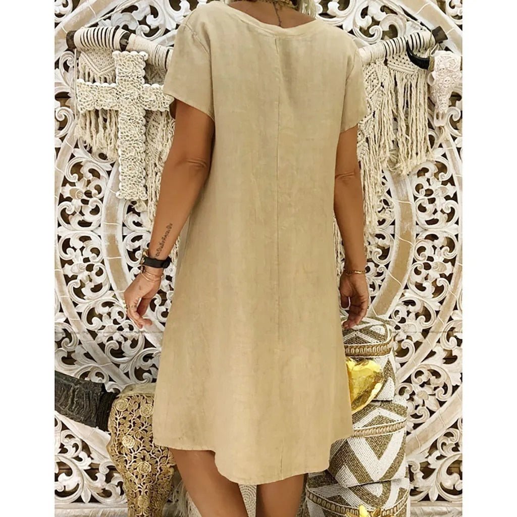 Beatrice | Flattering V-Neck &amp; Relaxed Fit Women's Mini Dress 1
