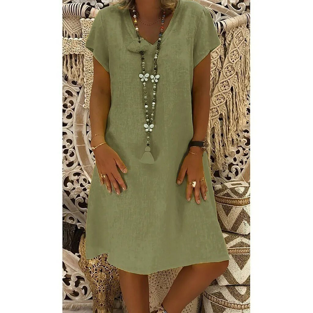 Beatrice | Flattering V-Neck &amp; Relaxed Fit Women's Mini Dress 5