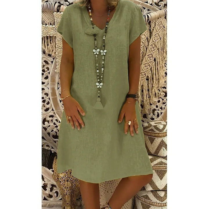Beatrice | Flattering V-Neck &amp; Relaxed Fit Women's Mini Dress 5