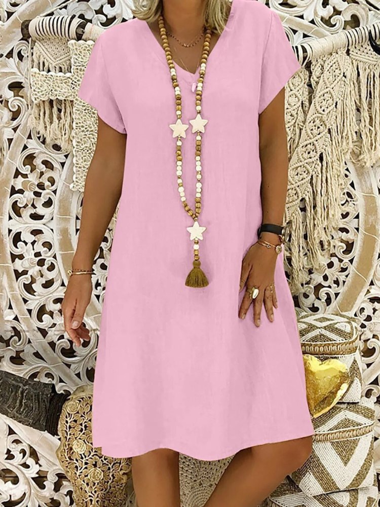 Beatrice | Flattering V-Neck &amp; Relaxed Fit Women's Mini Dress 6