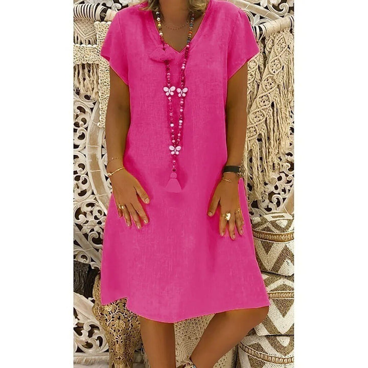 Beatrice | Flattering V-Neck &amp; Relaxed Fit Women's Mini Dress 8