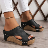 Elena | Minimalistische offene Sandalen mit Keilabsatz zur Fußgewölbestützung