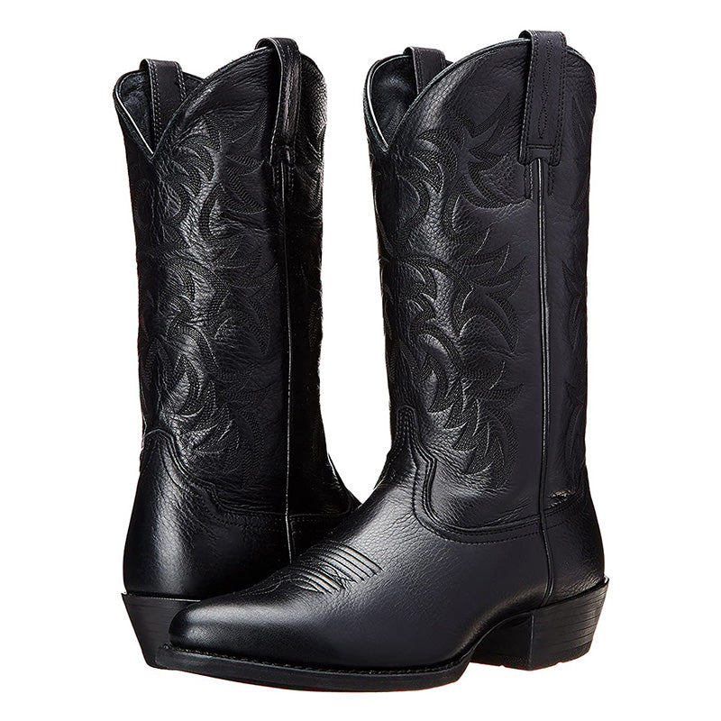 Bramwell | Black Leather Boots Mid-Length Western Durable Comfort Fit 0