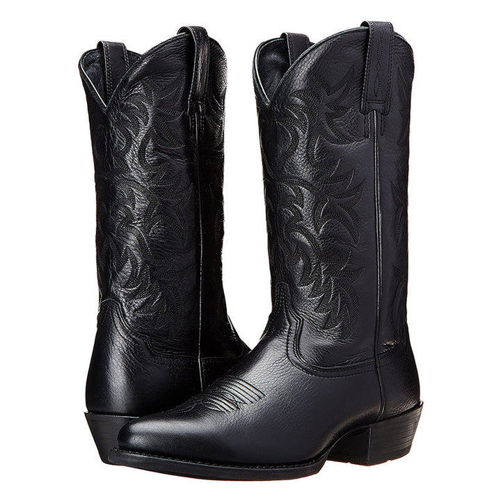 Bramwell | Black Leather Boots Mid-Length Western Durable Comfort Fit 0