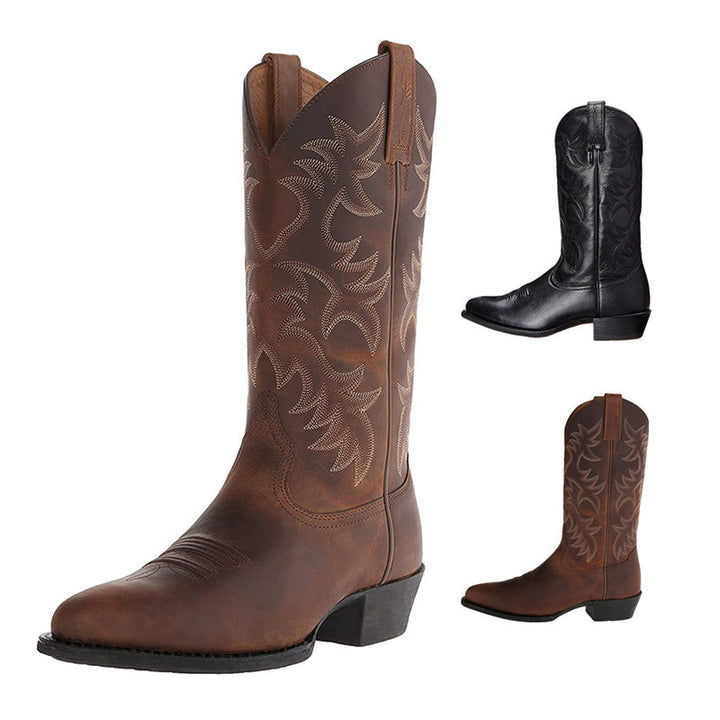 Bramwell | Black Leather Boots Mid-Length Western Durable Comfort Fit 1