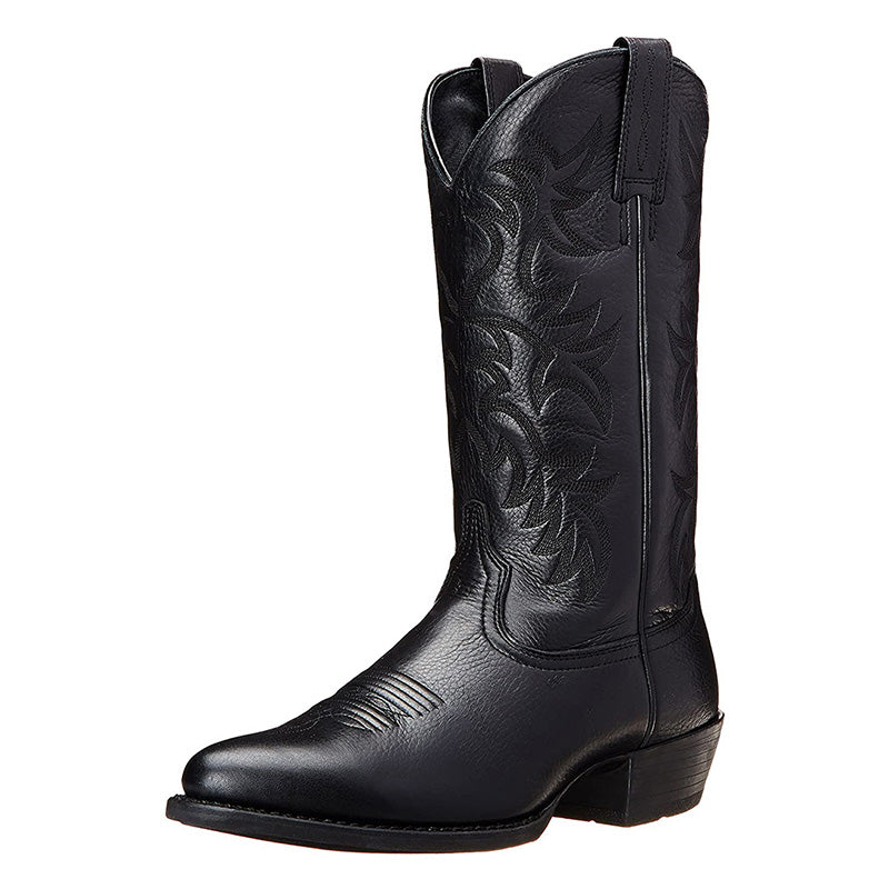 Bramwell | Black Leather Boots Mid-Length Western Durable Comfort Fit 5