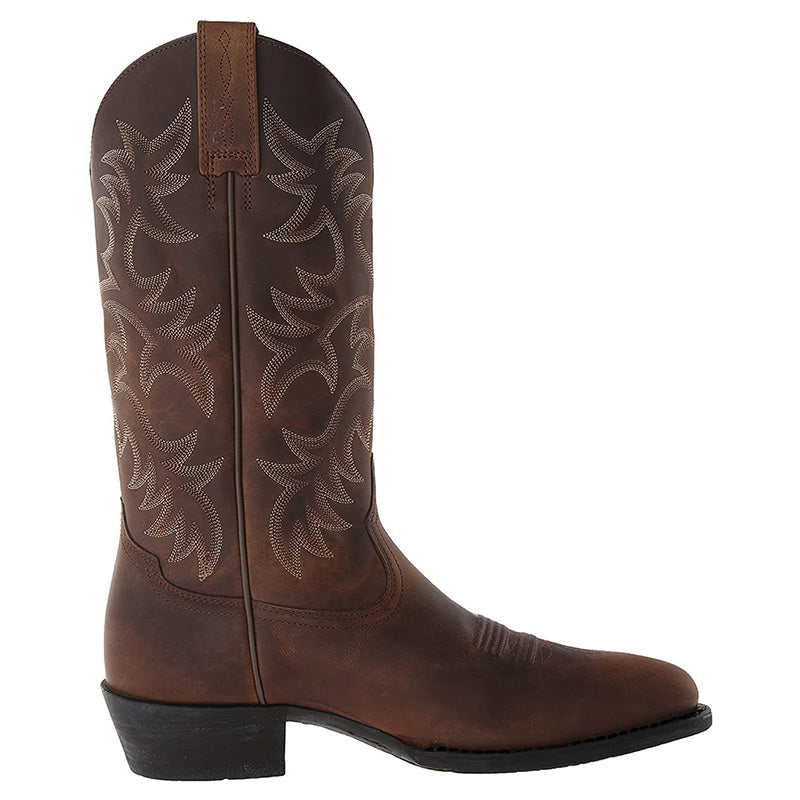 Bramwell | Black Leather Boots Mid-Length Western Durable Comfort Fit 8