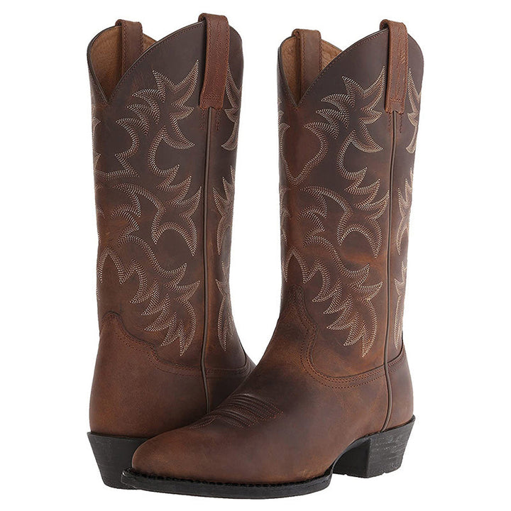 Bramwell | Black Leather Boots Mid-Length Western Durable Comfort Fit 9