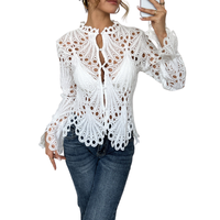 Katie | Lace Cutwork Tie-Front Blouse