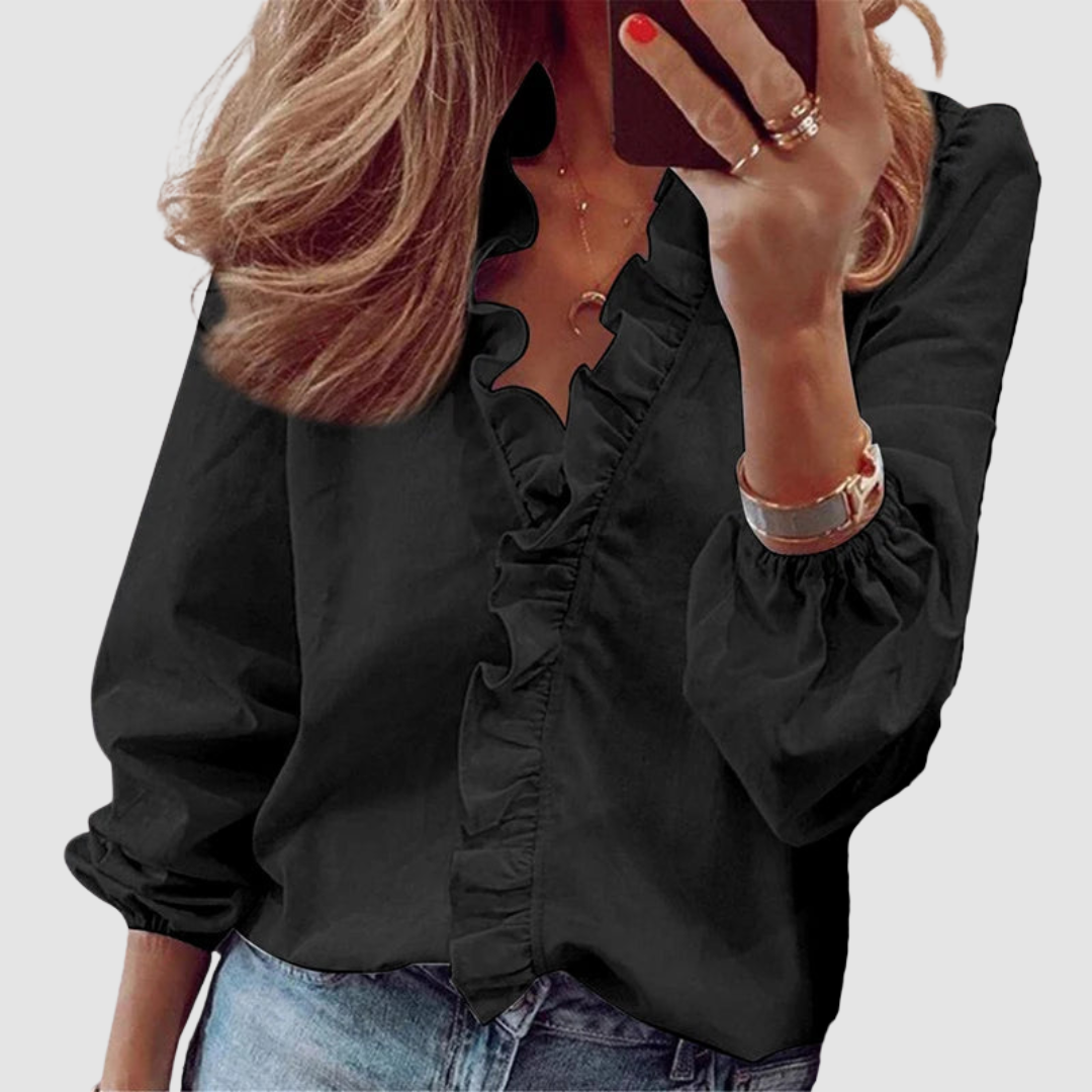 Brielle | Floral Print Long Sleeve Blouse – Feminine Ruffle Design, Relaxed Fit 4