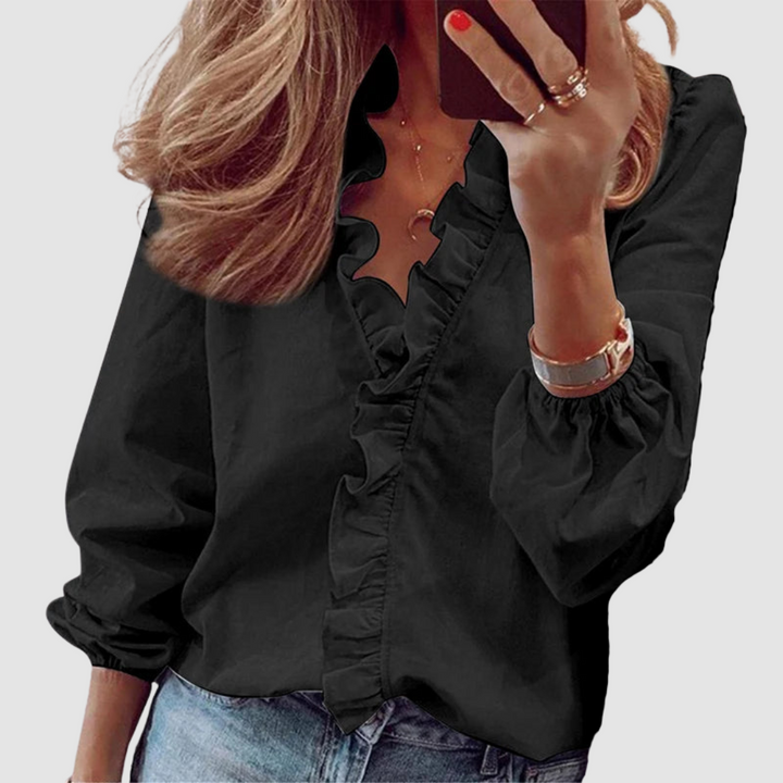 Brielle | Floral Print Long Sleeve Blouse – Feminine Ruffle Design, Relaxed Fit 4