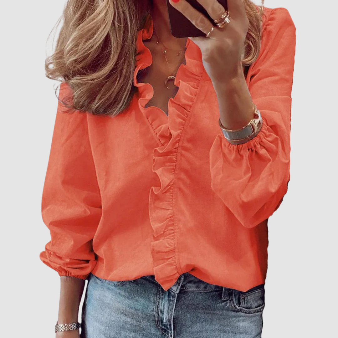 Brielle | Floral Print Long Sleeve Blouse – Feminine Ruffle Design, Relaxed Fit 5