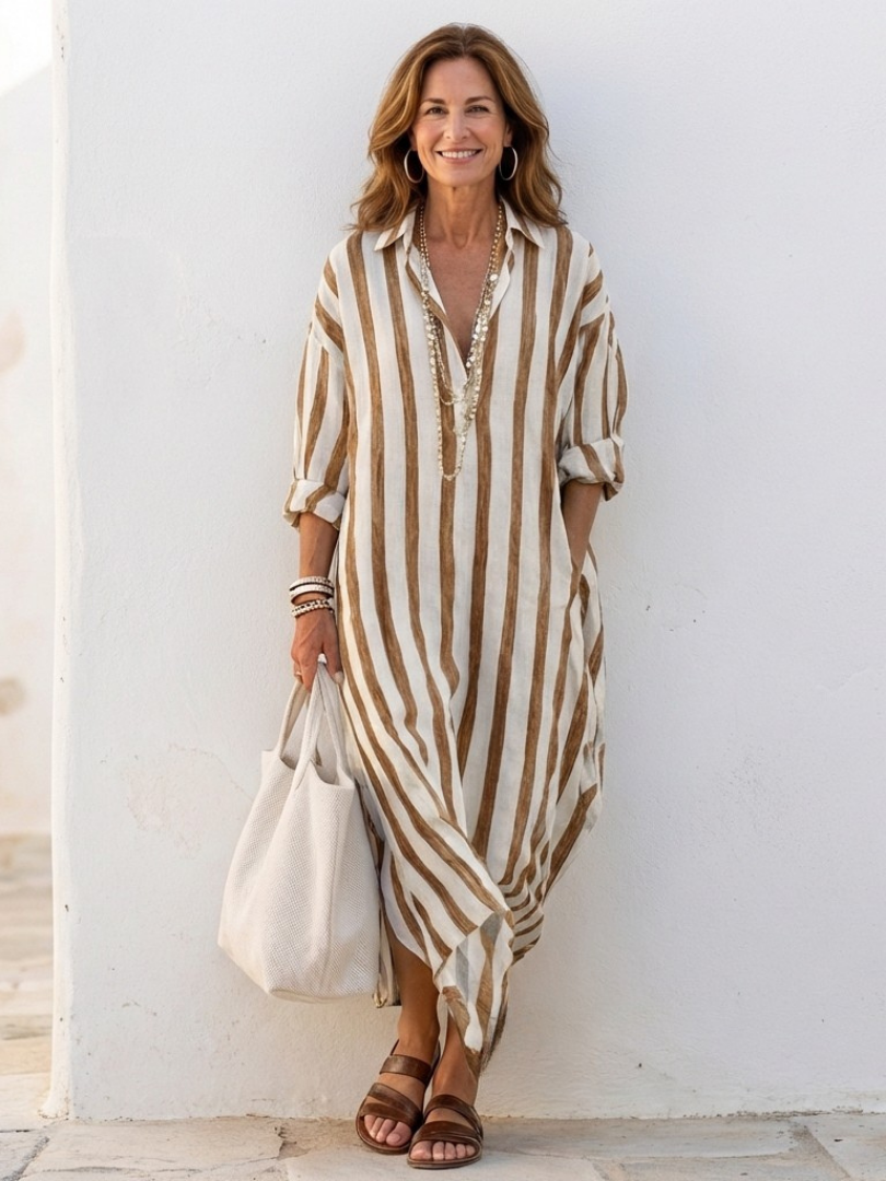 Brielle | Lightweight, Striped Women's Midi Dress – Effortless Summer Style 6