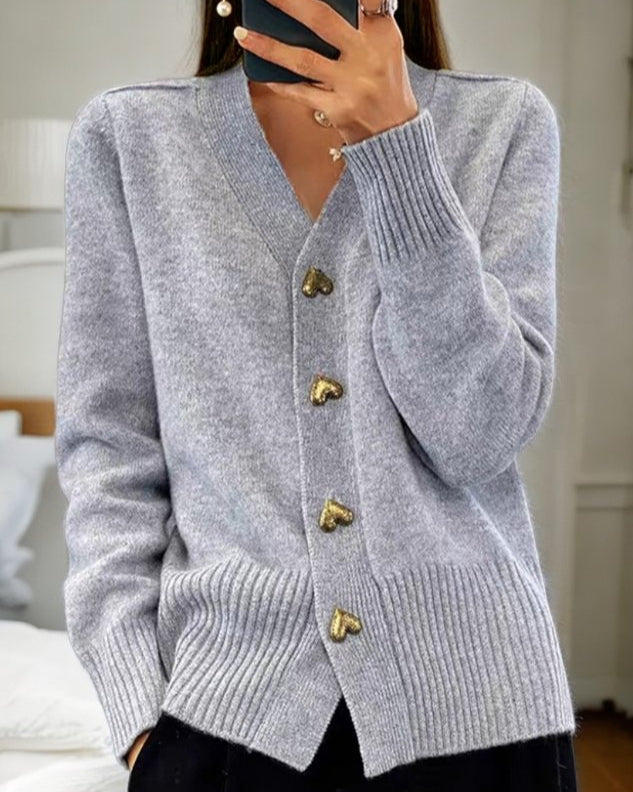 Brooke | Cardigan Sweater Heart Button Elegant Soft Comfortable Fit 0
