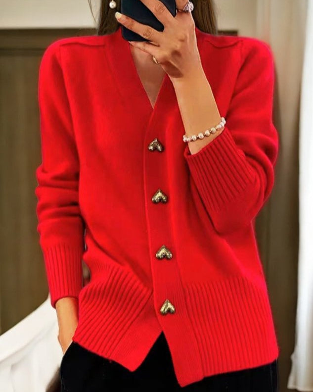 Brooke | Cardigan Sweater Heart Button Elegant Soft Comfortable Fit 4