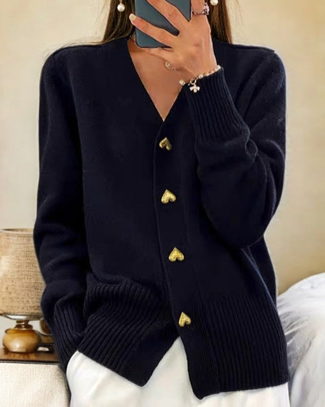 Brooke | Cardigan Sweater Heart Button Elegant Soft Comfortable Fit 5