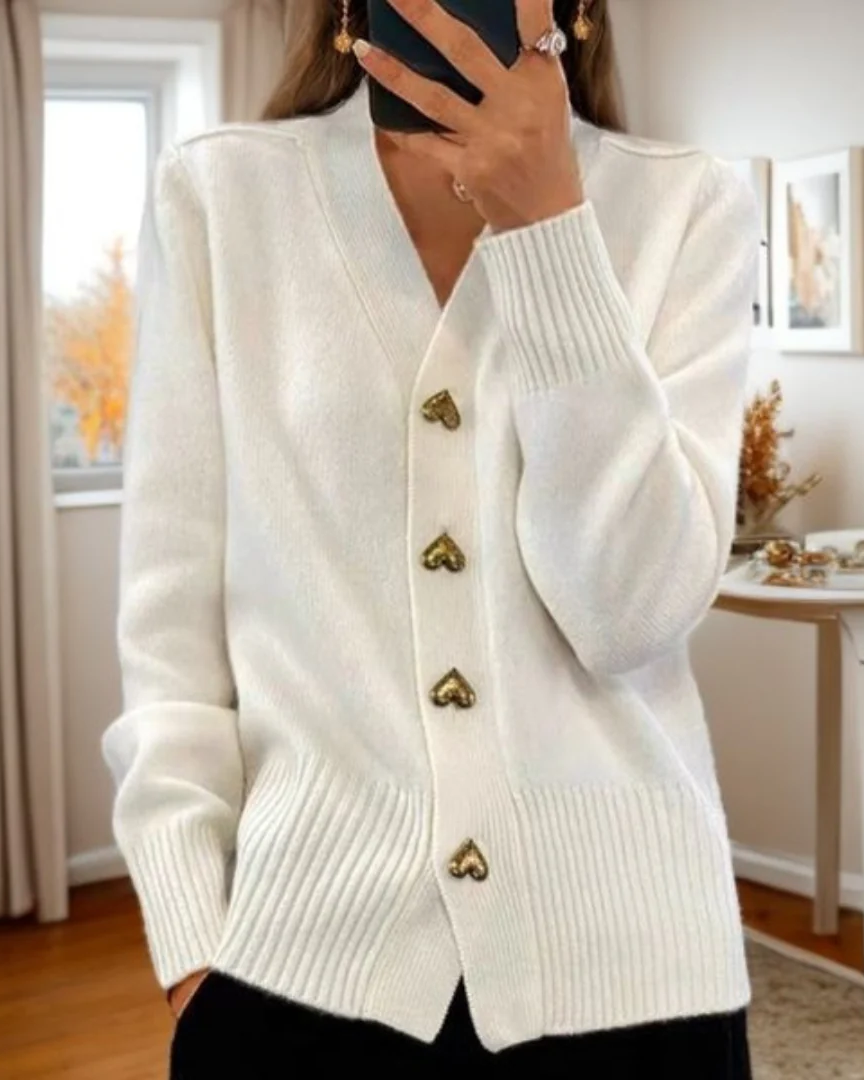 Brooke | Cardigan Sweater Heart Button Elegant Soft Comfortable Fit 6