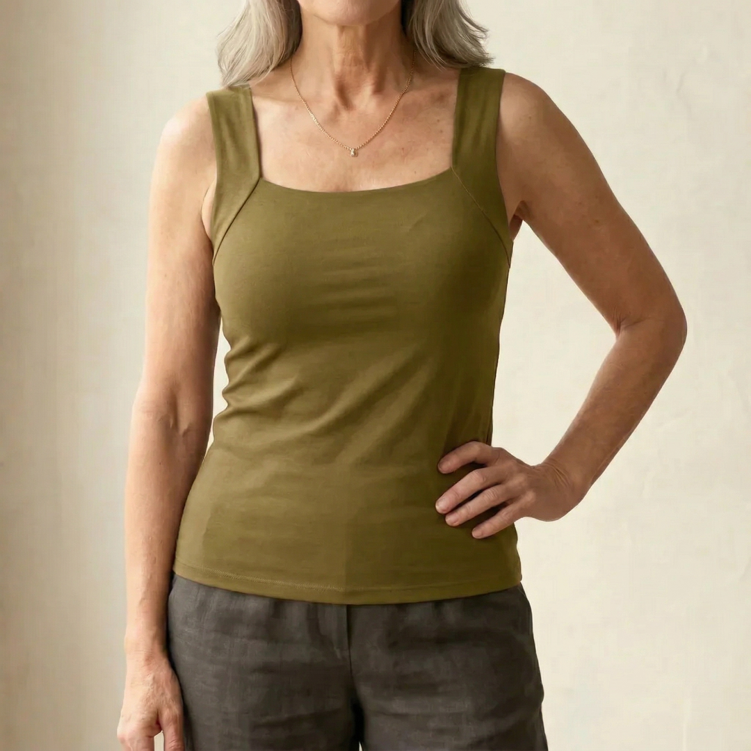 Calia | Comfortable Women's Tank Top with Built-In Bra - Stylish Square Neck Design 3